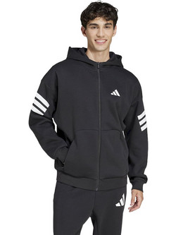 Adidas Future Icons 3-Stripes Ανδρική Ζακέτα Φούτερ με Κουκούλα και Φερμουάρ Μαύρη JD4827