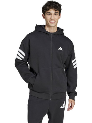 Adidas Future Icons 3-Stripes Ανδρική Ζακέτα Φούτερ με Κουκούλα και Φερμουάρ Μαύρη JD4827