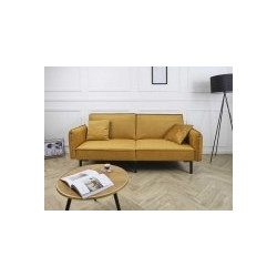 Home Deco Giulia Τριθέσιος Καναπές Κρεβάτι Βελούδινος Κίτρινος 198x83x90cm HD0133