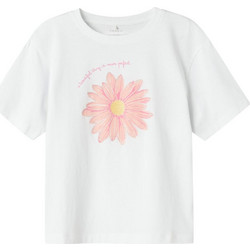 Name It Παιδικό T-Shirt Κοντομάνικο Λευκό Σομόν 13238019