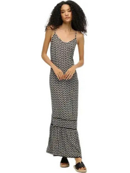 Superdry Maxi Καλοκαιρινό Καθημερινό Φόρεμα Μεταξωτό Μαύρο W8011955A-F5L