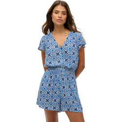 Superdry Printed Γυναικεία Ολόσωμη Φόρμα Κοντομάνικη Μπλε W8011880A-E4H