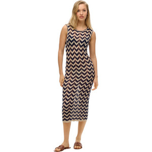 Superdry Midi Καλοκαιρινό Καθημερινό Φόρεμα Μπεζ Μαύρο W8011848A-F4Y Superdry Midi Καλοκαιρινό Καθημερινό Φόρεμα Μπεζ Μαύρο W8011848A-F4Y