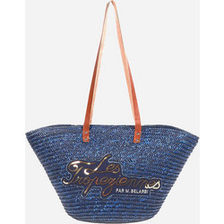 Les Tropeziennes Ψάθινη Τσάντα Θαλάσσης Ώμου Navy Μπλε 31x52cm MIL-TZ-01