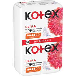 Kotex Ultra Normal Σερβιέτες με Φτερά για Κανονική Ροή 4 Σταγόνες 16τμχ