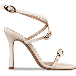 Envie Shoes Γυναικεία Πέδιλα Δερμάτινα Εκρού με Λεπτό Ψηλό Τακούνι E02-21820-199