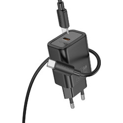 Hoco N60 Φορτιστής με Καλώδιο Lightning με Θύρα USB-C 20W Power Delivery Black