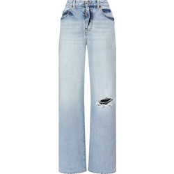 Dsquared2 Ψηλόμεσο Γυναικείο Τζιν Παντελόνι Relaxed Εφαρμογή με Σκισίματα Γαλάζιο S75LB1043S30309-470
