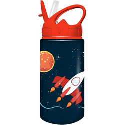 Must Space Expedition Παιδικό Παγούρι Αλουμινίου BPA Free με Καλαμάκι Μπλε 500ml