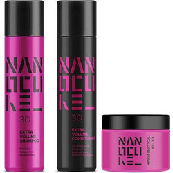 Keratin Nanocure 3D Extra Volume Σετ Περιποίησης Μαλλιών Conditioner 500ml + Μάσκα 250ml + Σαμπουάν 500ml