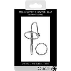 Ouch! Urethral Sounding Steel Plug with Ring 82mm