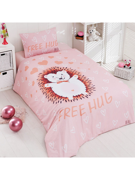 Beauty Home Art 6165 Hug Σετ Παιδική Παπλωματοθήκη Βαμβακοσατέν 165x240 Ροζ