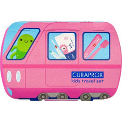 Curaprox Kids Travel Kit Οδοντόβουρτσα + Οδοντόκρεμα 10ml + Μεσοδόντια Βουρτσάκια 2τμχ Ροζ