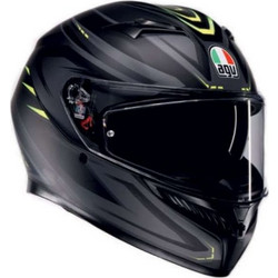 AGV New K3 Syth Matt Black Fluo Yellow Κράνος Μηχανής Full Face 1550gr