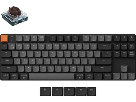 Keychron K1 QMK V6 Ασύρματο Μηχανικό Gaming Πληκτρολόγιο TenKeyLess με Keychron Milk POM Brown Διακόπτες Black