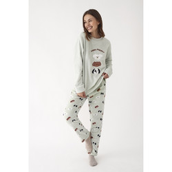 Promise Σετ Γυναικείες Πιτζάμες Χειμωνιάτικες Fleece Πράσινο Mint N20552