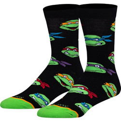 Cool Turtle Heads Ανδρικές Κάλτσες Ψηλές με Σχέδια Μαύρες 36612MCNCF
