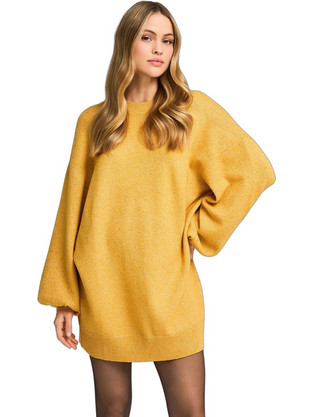 Funky Buddha Mini Βραδινό Φόρεμα Πλεκτό Κίτρινο FBL012-102-13