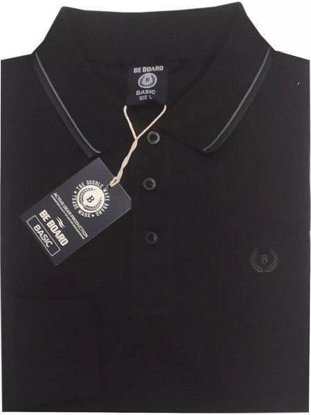 Be Board Ανδρική Μπλούζα Polo Μακρυμάνικη Μαύρη 9004