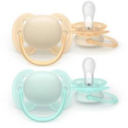 Philips Avent Ultra Soft Ανατομικές Ορθοδοντικές Πιπίλες Σιλικόνης 0-16m Light Yellow lLight Green 2τμχ SCF091/40