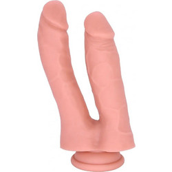 Guilty Toys Διπλό Dildo με Βεντούζα 17.7cm Flesh