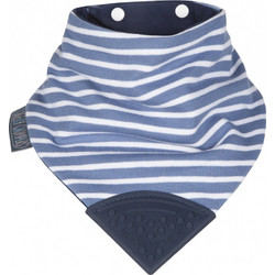 Cheeky Chompers Preppy Stripes Σαλιάρα Μπαντάνα από 100% Βαμβάκι με Κουμπί Μπλε
