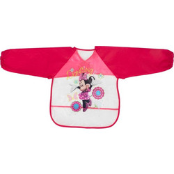 Interbaby Minnie Αδιάβροχη Σαλιάρα Ποδιά Πλαστική με Αυτοκόλλητο Τσέπη & Μανίκια Φούξια