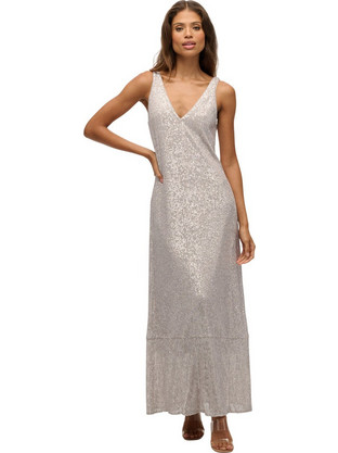 Superdry Maxi Καλοκαιρινό Φόρεμα για Γάμο / Βάπτιση Ασημί W8011995A-IBF