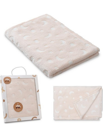 Interbaby Stars Κουβέρτα Αγκαλιάς Βελουτέ 80x110 Μπεζ