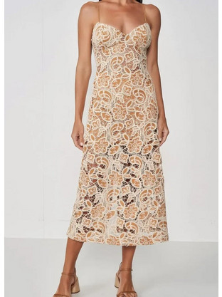 Collci Midi Φόρεμα για Γάμο / Βάπτιση Μπεζ CLC.1S5.030.006
