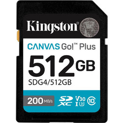 Kingston Canvas Go! Plus Gen4 SDXC 512GB Class 10 U3 V30 UHS-I 200MB/s