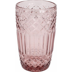 Zaros Σετ Ποτήρια Νερού Γυάλινα Vintage Pink Ροζ 380ml 6τμχ KZ362