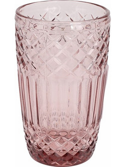 Zaros Σετ Ποτήρια Νερού Γυάλινα Vintage Pink Ροζ 380ml 6τμχ KZ362