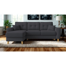 InsideHome Fiona Γωνιακός Καναπές Κρεβάτι Αναστρέψιμη Γωνία με Αποθηκευτικό Χώρο Ανθρακί 235x160x82cm 0011.NV25DG