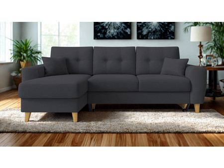 InsideHome Fiona Γωνιακός Καναπές Κρεβάτι Αναστρέψιμη Γωνία με Αποθηκευτικό Χώρο Ανθρακί 235x160x82cm 0011.NV25DG