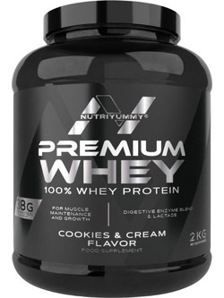 NutriYummy Premium Whey Cookies & Cream Πρωτεΐνη Ορού Γάλακτος Γράμμωσης 2kg