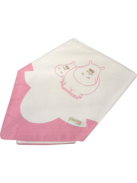 Ninetta Bebe 501 Hippo Πάνα Αγκαλιάς Πικέ Λευκή Ροζ 90x90cm