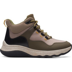Clarks Extra Light Γυναικεία Αρβυλάκια Πλατφόρμα Δερμάτινα Χακί 261689