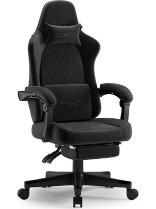 SENSE7 DEVON Καρέκλα Gaming Υφασμάτινη με Ρυθμιζόμενα Μπράτσα και Υποπόδιο Μαύρη 5902659848024
