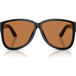Miu Miu MUA08S 16K90Q Ανδρικά Γυαλιά Ηλίου Μάσκα Κοκάλινα Μαύρα με Καφέ Φακό
