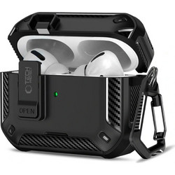 Tech-Protect Carbonox MagSafe Θήκη TPU με Γάντζο για Apple AirPods Pro 3 Μαύρη