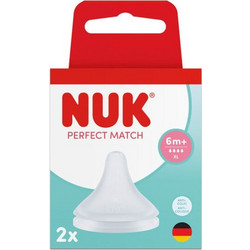 Nuk Perfect Match Θηλή Σιλικόνης για Μπιμπερό 6m+ Γρήγορης Ροής 2τμχ