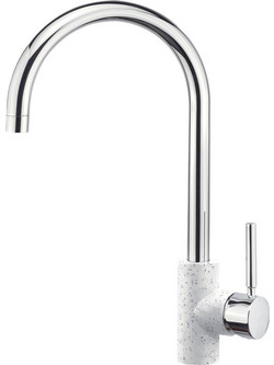 Sanitec Doppio Granite White Μπαταρία Κουζίνας Πάγκου Διπλής Παροχής Ανάμεικτη Λευκή