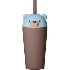 Asobu Bestie Sippy Bear Παιδικό Παγούρι Θερμός Ανοξείδωτο με Καλαμάκι Καφέ 720ml
