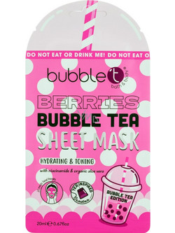 Bubble T Berries Bubble Tea Sheet Μάσκα Προσώπου για Ενυδάτωση με Αλόη 20ml