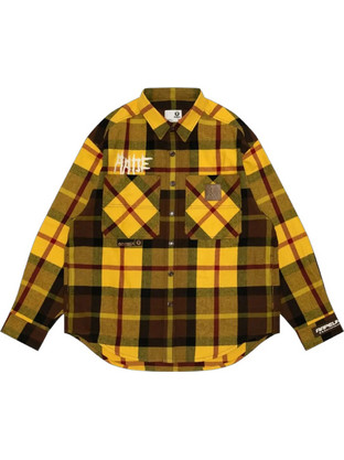 Aape by A Bathing Ape Ανδρικό Πουκάμισο Βαμβακερό Καρό Μακρυμάνικο Κανονική Γραμμή Κίτρινο AAPSTM8504