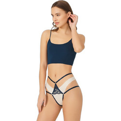 Cottonhill Madelyn Γυναικείο Sexy String Αυτοκινήτου με Δαντέλα Πετρόλ CH6014
