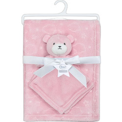 Dimcol Bear 08 Κουβέρτα Αγκαλιάς Fleece με Πανάκι Παρηγοριάς 75x100 Ροζ
