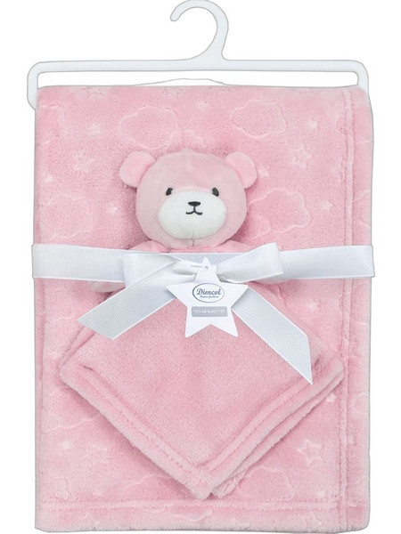 Dimcol Bear 08 Κουβέρτα Αγκαλιάς Fleece με Πανάκι Παρηγοριάς 75x100 Ροζ