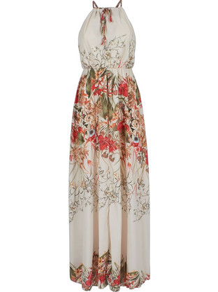 Yes Zee Maxi Καλοκαιρινό Βραδινό Φόρεμα Floral Εκρού A437-AD00
